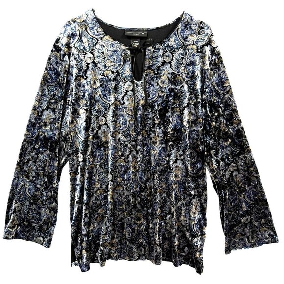 Venezia Velvet Paisley‎ Tunic Top Womens Plus Size 22/24 Boho Witchy Fairy - Picture 2 of 11